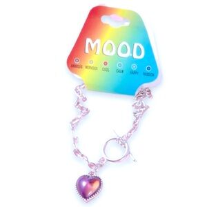 New Y2K Sterling Silver Temperature Heart Charm Mood OT Buckle Chain Bracelet